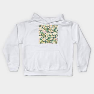 Garden watercolor of chamomile flowers and fuchsia and yellow flowers Kids Hoodie